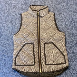 EUC JCrew Puffy Puffer Vest Herringbone Black and White Size XS